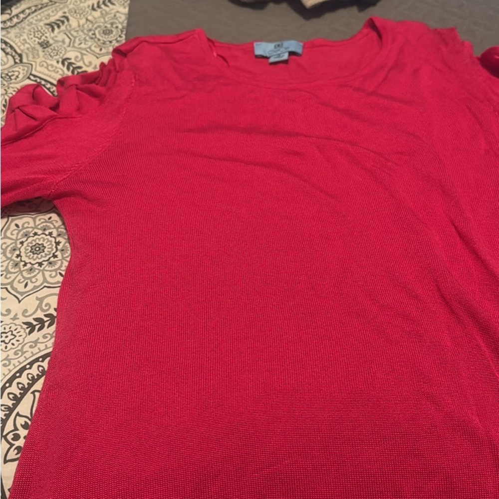 CeCe Vibrant Red Short Sleeve Top